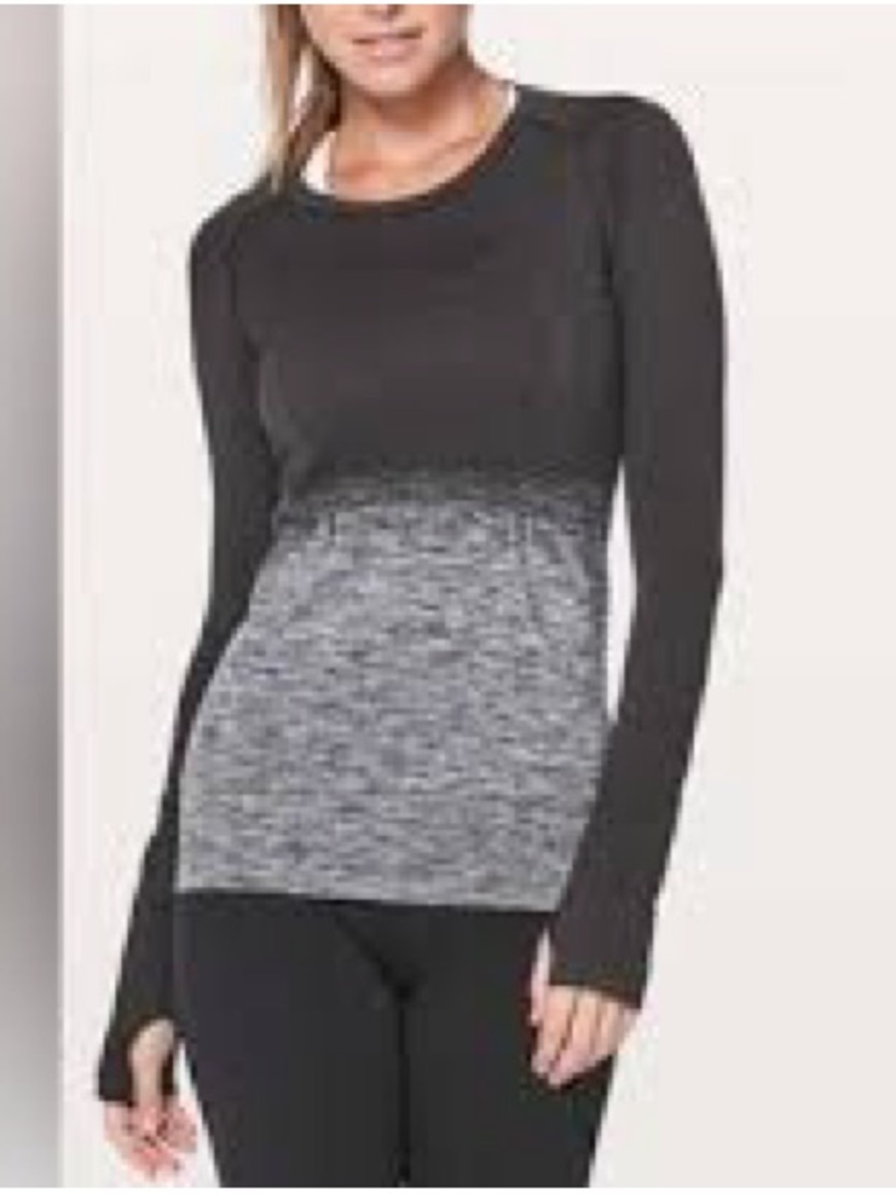 Lululemon Swiftly Tech Black Ombré long sleeve sz 6